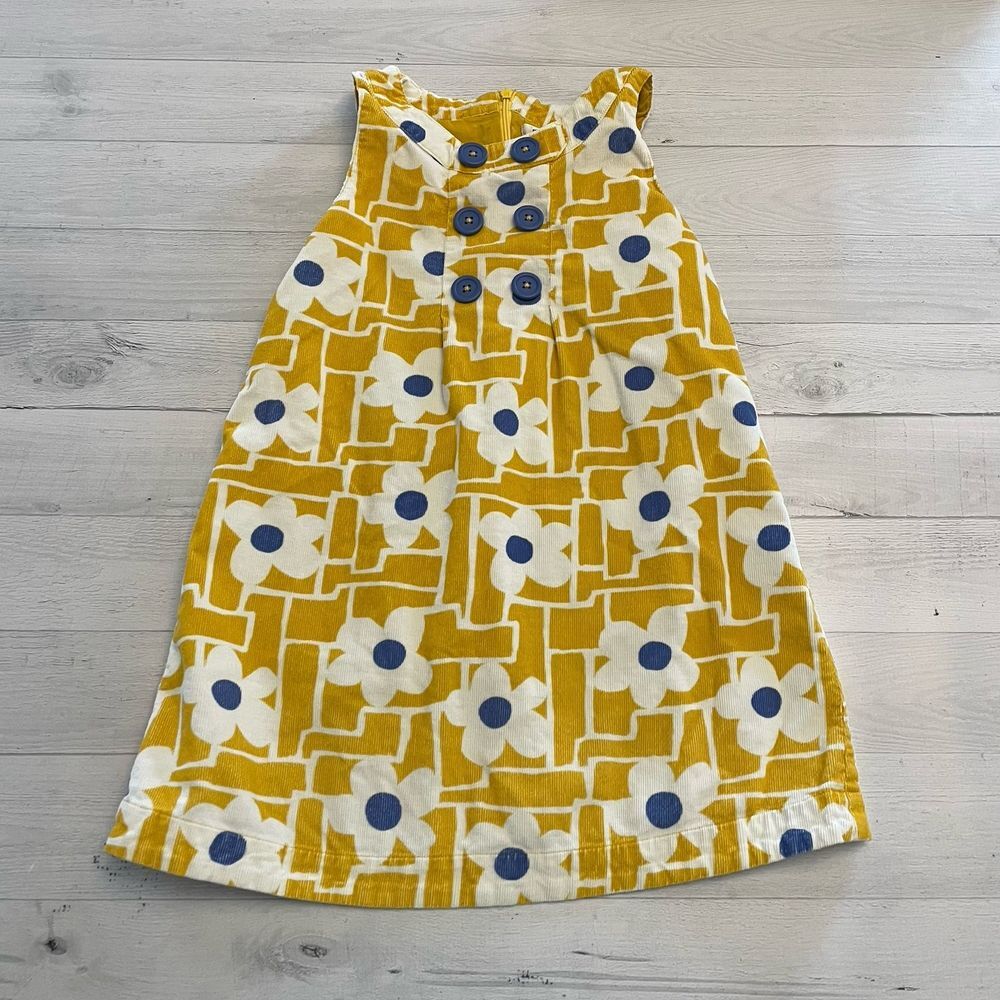 Mini Boden yellow white flower‎ pinnie 6/7